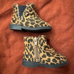 Leopard Print Kids Ankle Boots